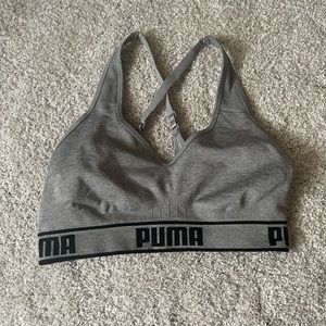 Puma Gray & Black Crisscross Sports Bra